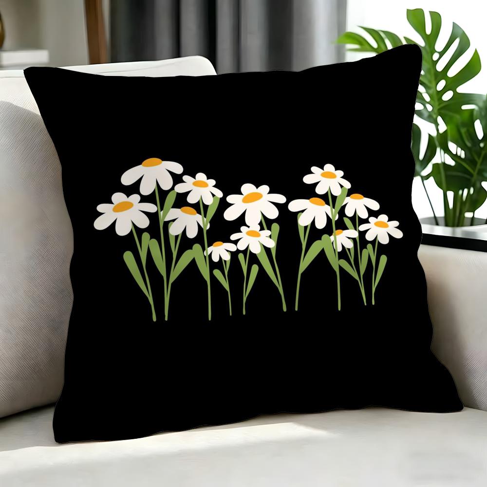 SSimple Daisy Text Cartoon Print Cushion Cover Cushion Cover Set Pcs x x x Pillowcase Decorative Sofa Home Decor