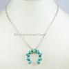 Turquoise Squash Blossom Necklace: Sterling Silver Paper Clip Chain Necklace
