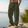 Men's Cotton and Linen Four-season Thin Breathable Workwear Multi-pocket Loose Casual Trendy Wide-leg Pants