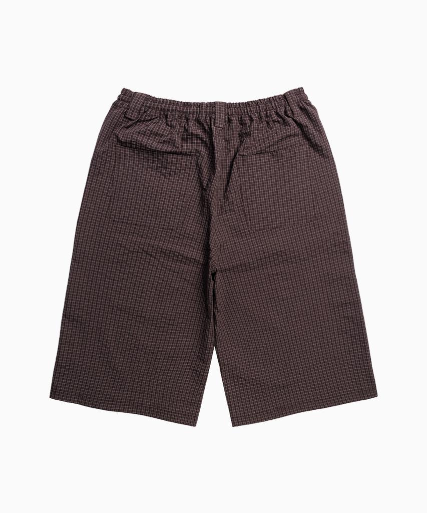 Saint Pain Sp Wrinkle Check Wide Elastic Bermuda Pants Brown