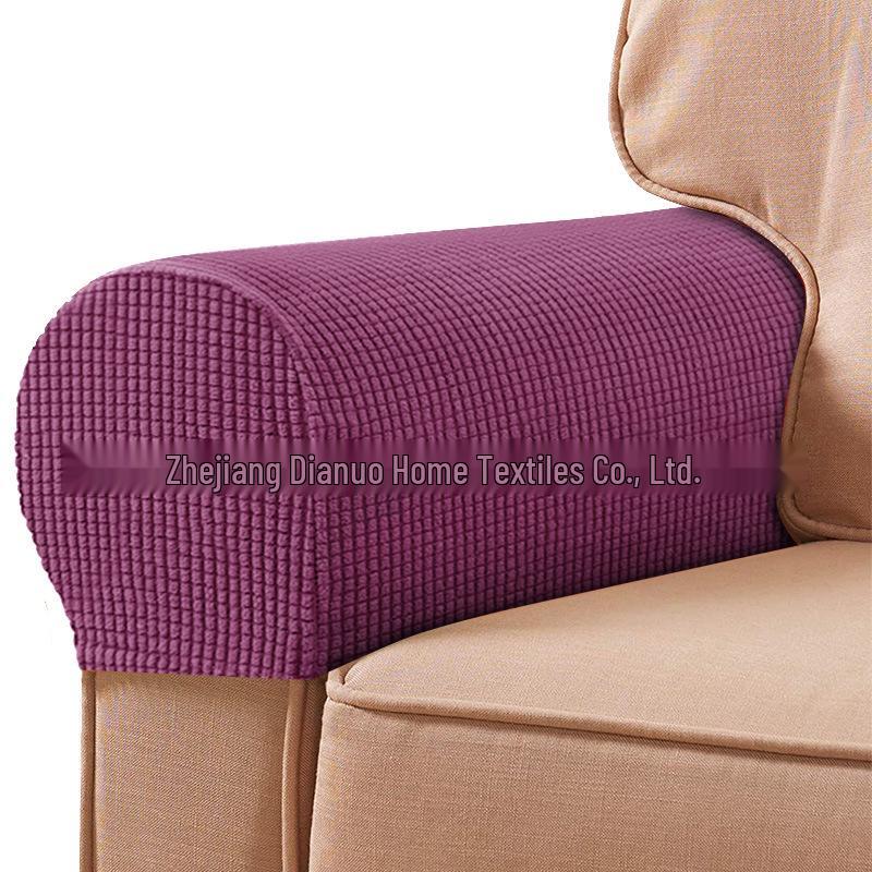 Plaid Stretch Sofa Armrest Cover: Thickened, Anti-Dirt, Solid Color Protector.