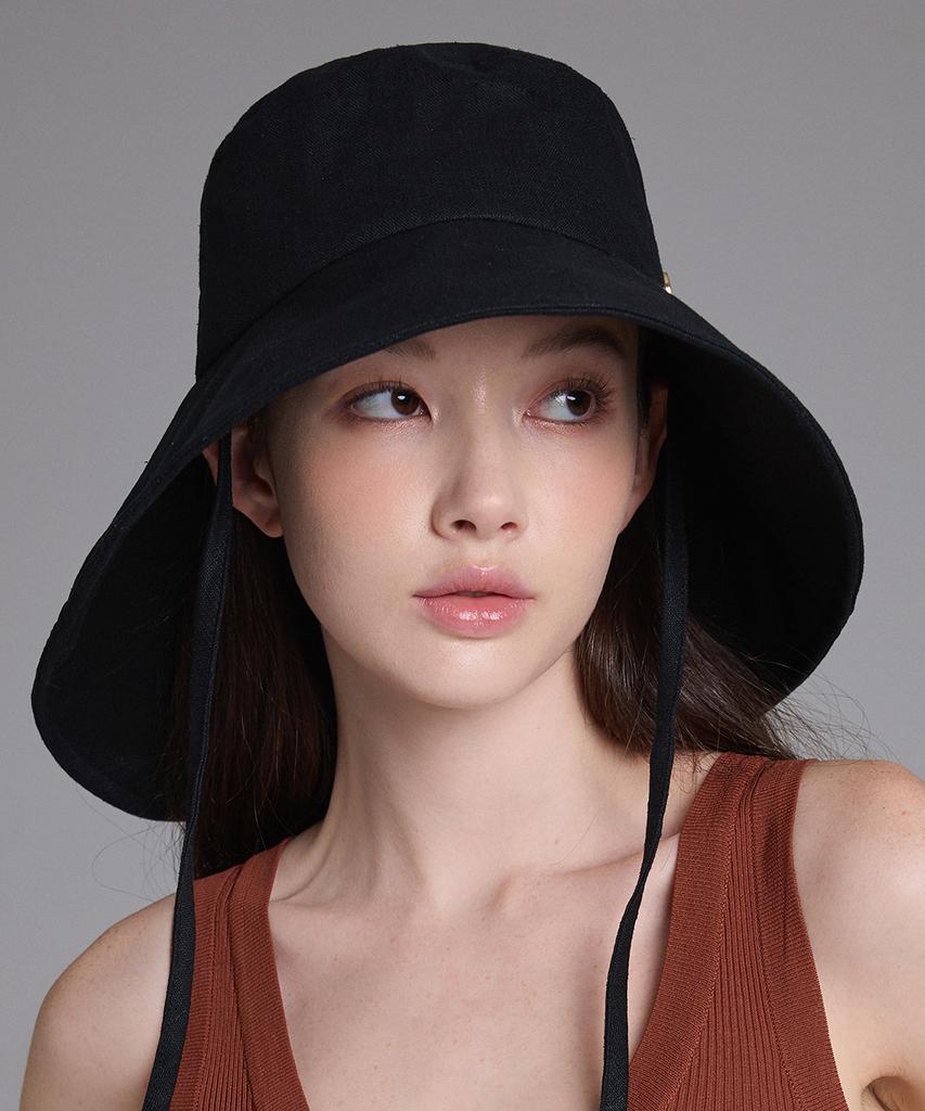 Hwaiteusaenjeu Linen Asymmetrical Floppy Hat Rosla (4 Colors)