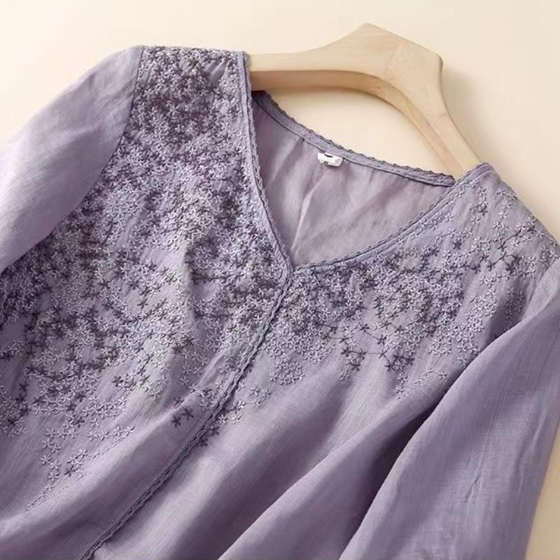 Summer New Embroidered Lace Loose Top Half-sleeved T-shirt