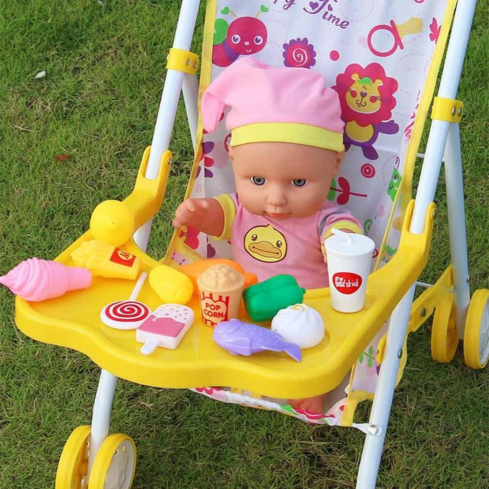 Iron Dolls kočárek skládací dětské chodítko barevný vozík pro panenky pro chlapce a dívky