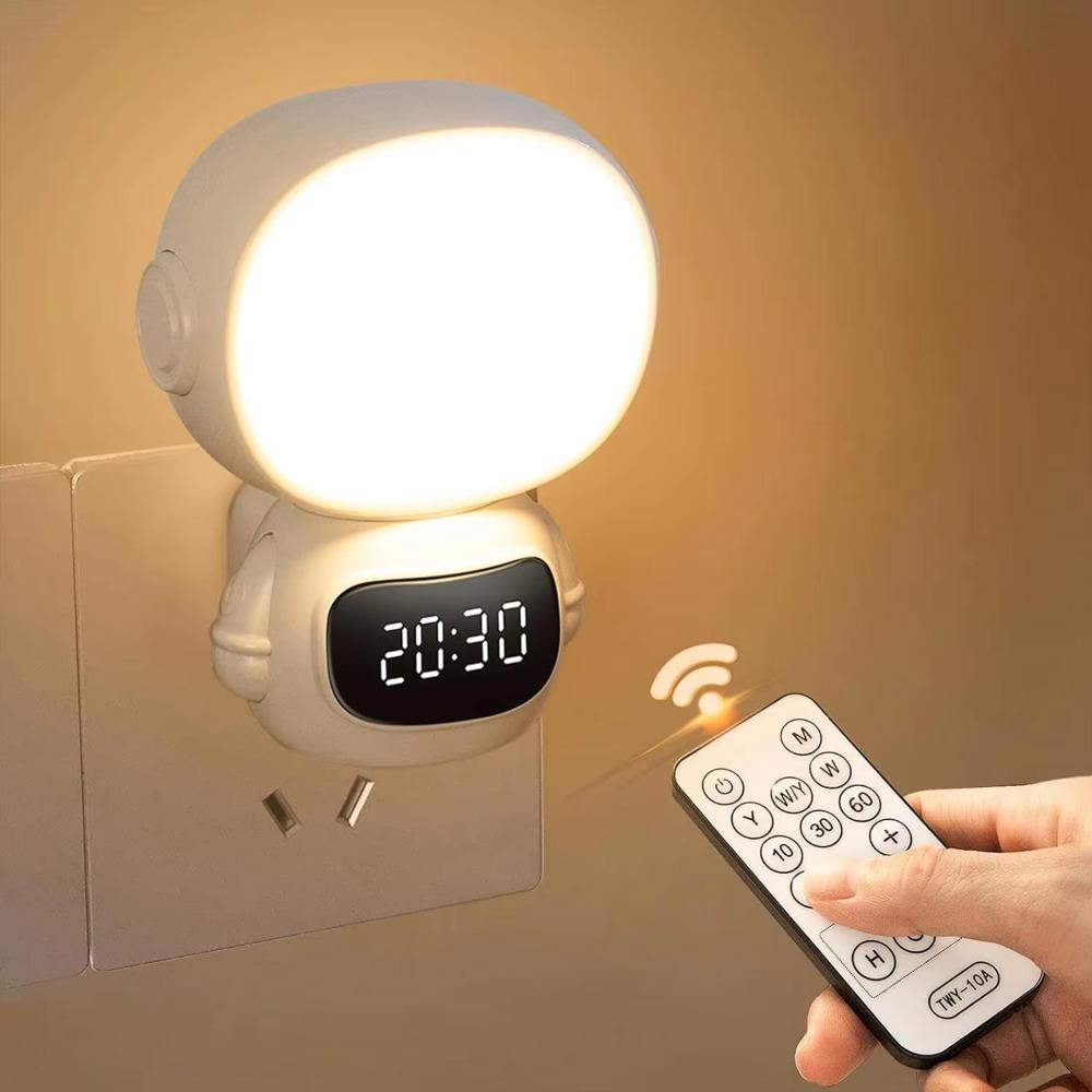 Digital Clock Remote Control Dimmable LED Lamp USB Rechargeable Nursery Sleep Aid  Nursery