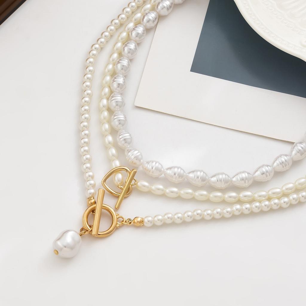 European and American, Temperament Baroque Special-shaped Pearl Necklace, Creative Irregular Chain Collarbone Necklace for Women