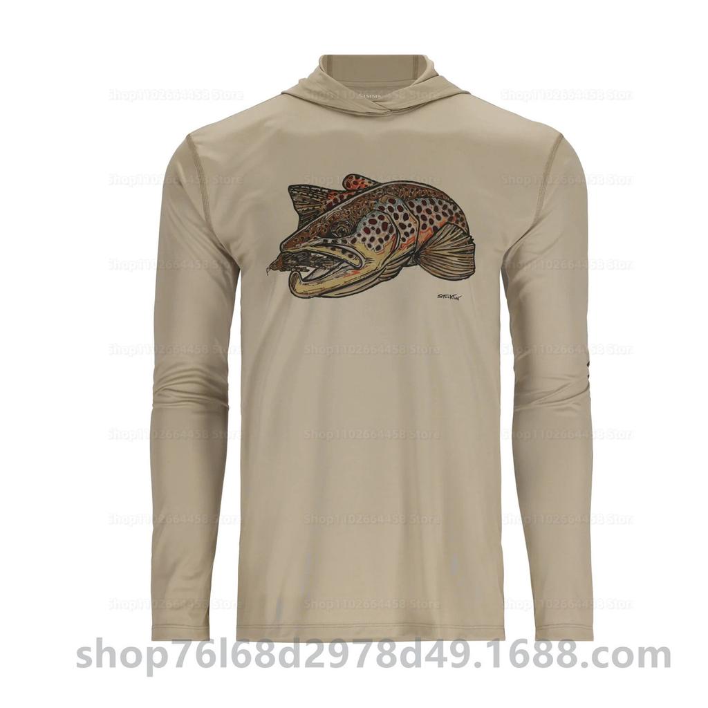 Cross-border SIMMS fishing suit UPF50 long-sleeved hoodie quick-drying breathable sunscreen clothes Luya outdoor T-shirt new