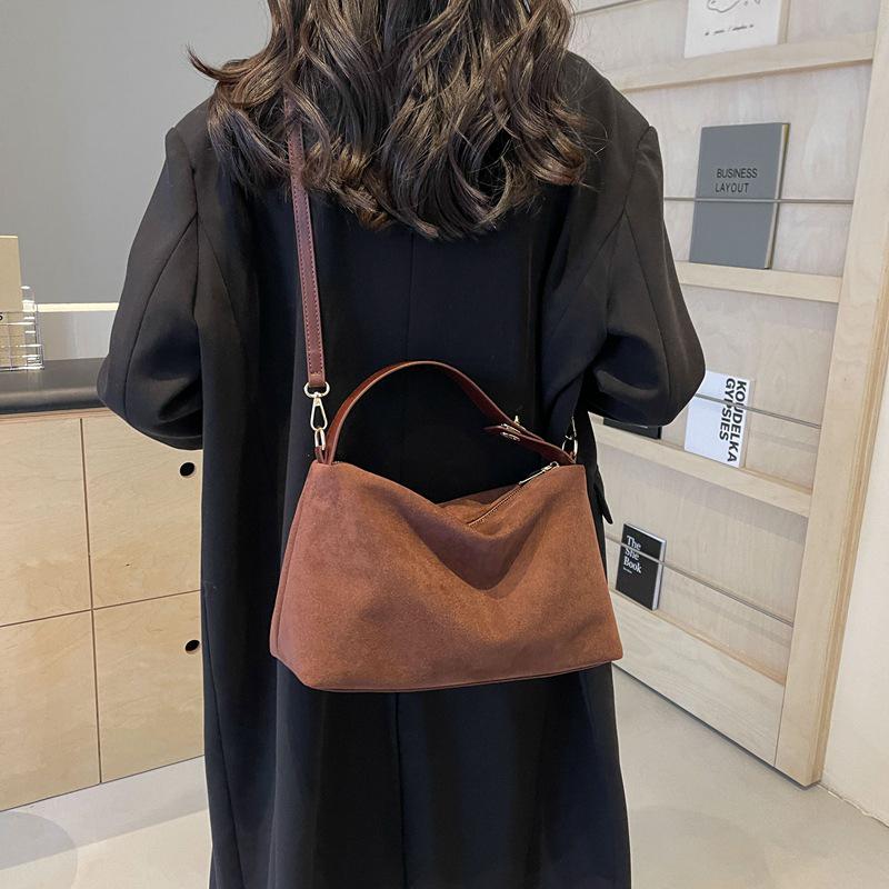 Retro Matte High-End Suede Crossbody Bag - Large Capacity, Versatile Shoulder or Underarm Design
