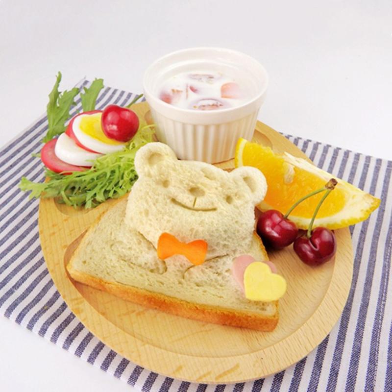 1Pc Cute Sandwich Bear Face Mold Shaper Bread Cutter With 3 Expression Safe Diy Food Mould Panda Shape Baking Tool For Kids