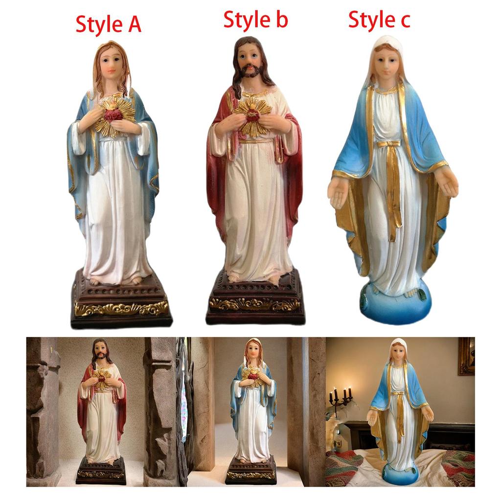 Virgin Mary Statue, Religious Figure, Blessed Catholic Sculpture, Resin Statue Figurine for Bedroom