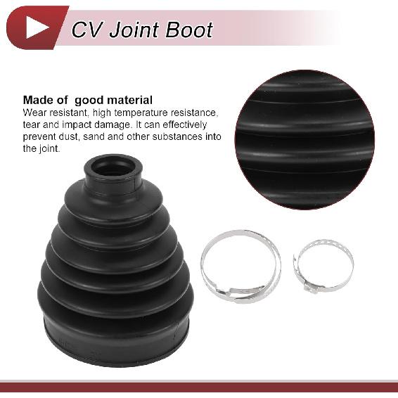 1 Set CV Joint Boot Kit for Honda CR-V 2008-2011 2019 Outer Constant Velocity Joint Boot W/Clamps No.44018SJM020 Black Rubber