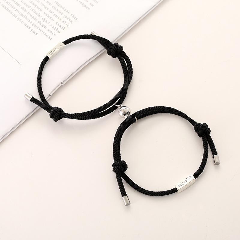 2pcs/Set Magnet Bracelet Couple Handmade Adjustable Rope Matching Braslet Infinite Love Pair Braclet Lucky Red Brazalete Gift
