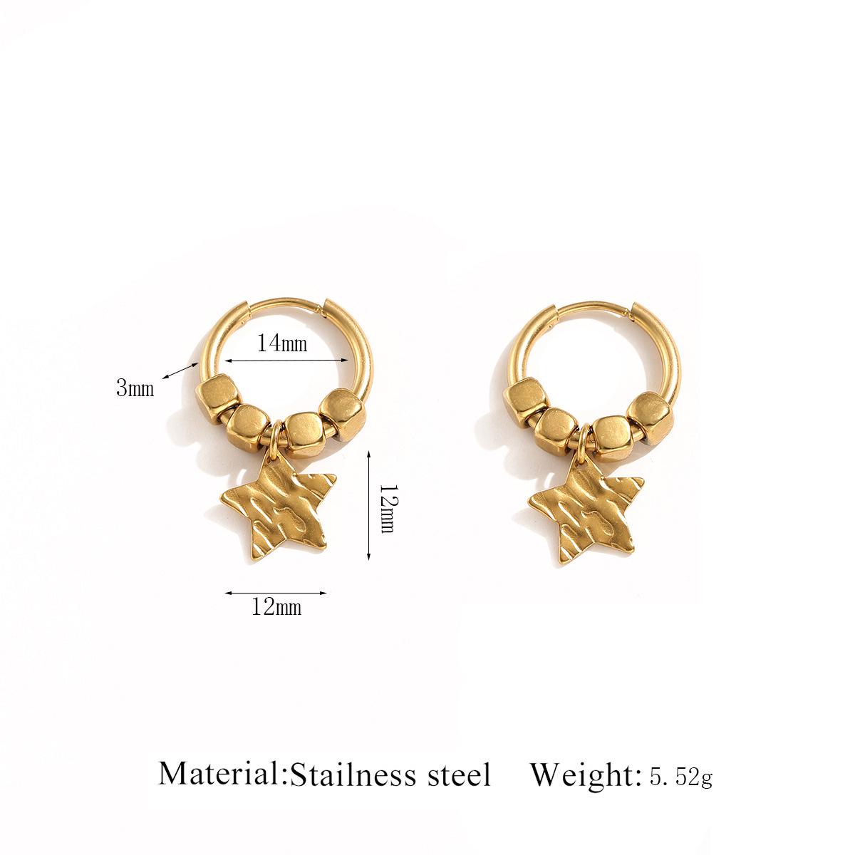 Elegant Stainless Steel Star Flower Water Drop Stud Earrings