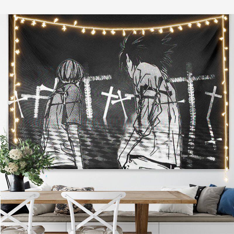 New Hot Japanese Anime Death Note Print Tapestry Wall Hanging Poster Bedroom Backdrop Wall Art Home Decor