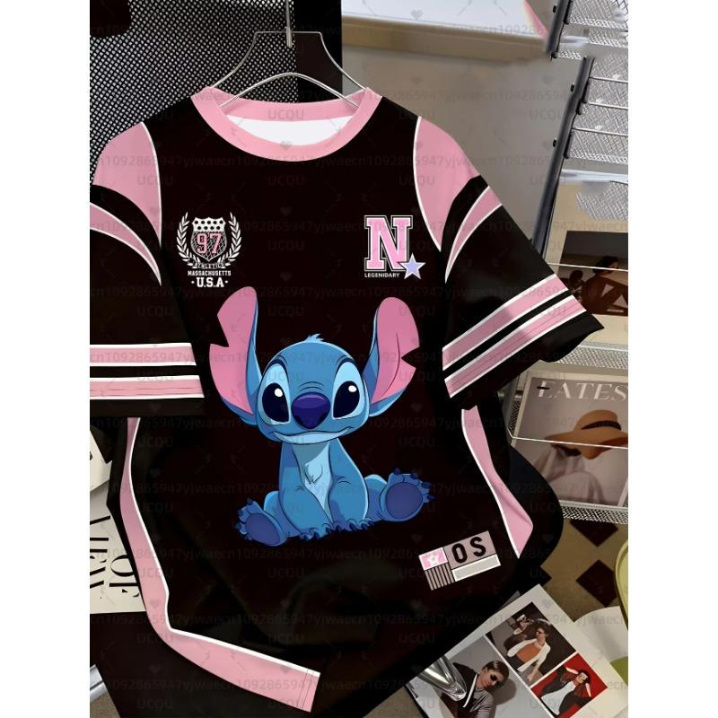 

2026 Summer Men s Women s Cartoon Stitch 3D Print Short Sleeve XXXL