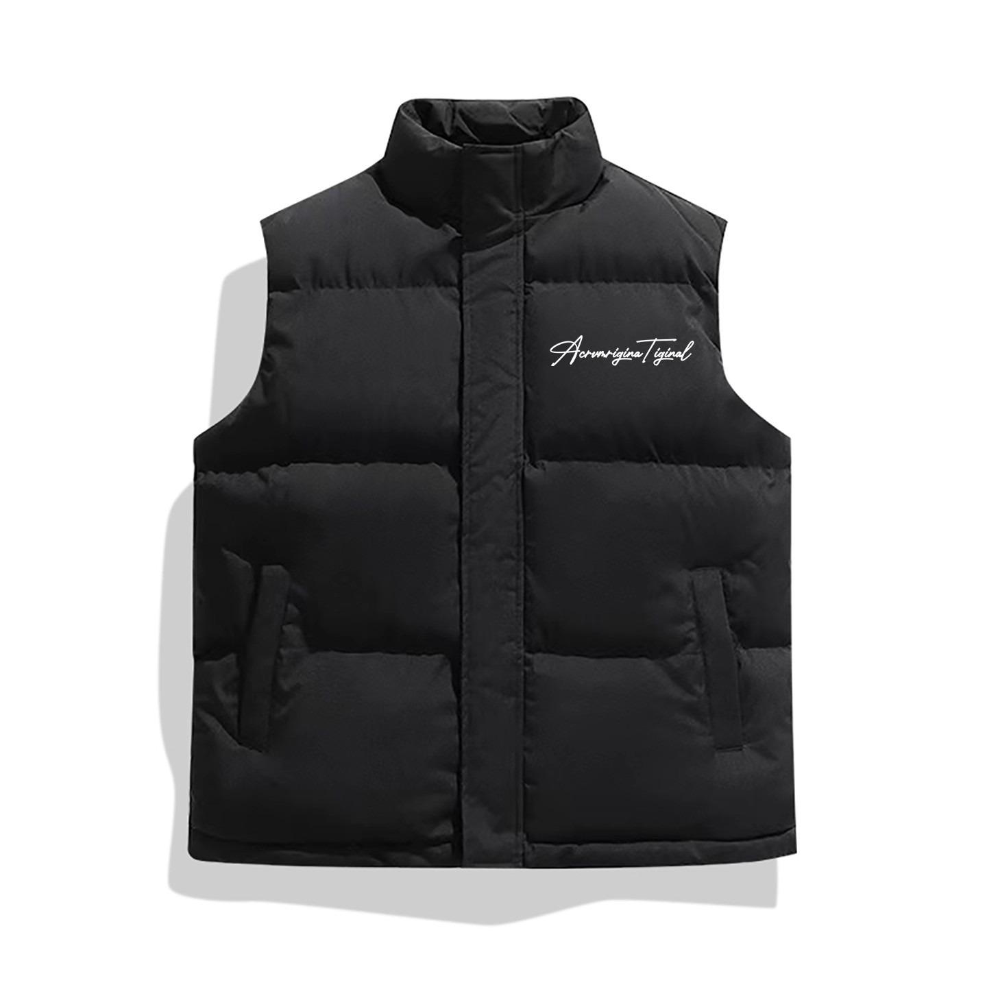 Unisex American-Style Thickened Black Winter Vest 3XL