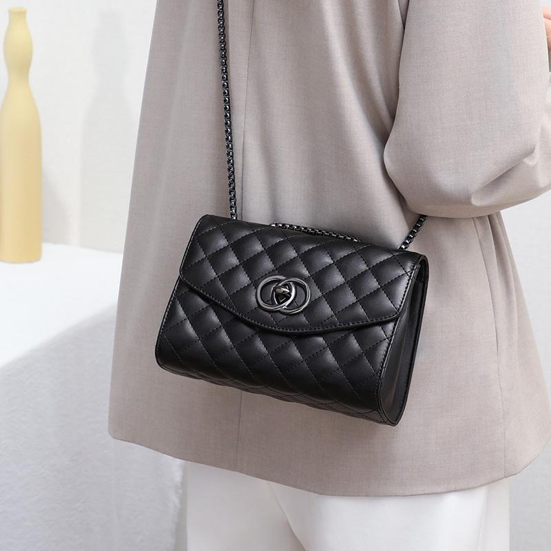 New Bag Women's Bag Chain Bag Crossbody High End Feeling Light Luxury Spring and Summer Genuine Leather Square Bag