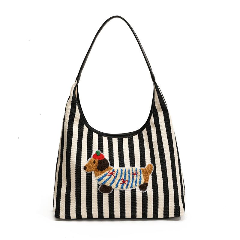 2025 Autumn New Cute Puppy Pattern Bag Large Capacity Soft Simple Messenger Shoulder Bag Commuter Bag Female