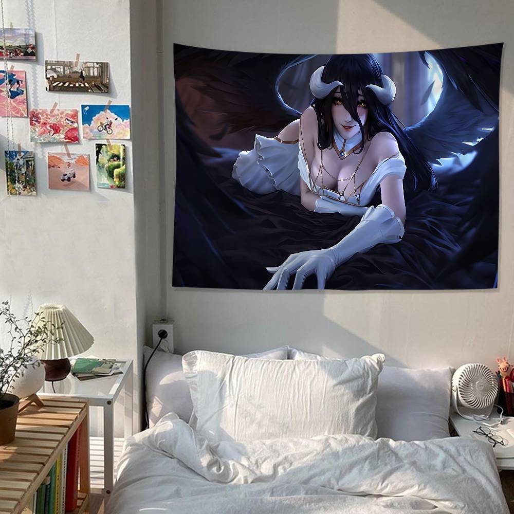 Gamer Albedo Anime Sexy Mädchen Cartoon Wandteppich Kunst Science-Fiction Zimmer Heimdekoration Kunst Heimdekoration