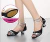 Latin Dance Shoes For Women Mid Heel Sneakers Square Dance Shoes Sandals Square Ballroom Satin Banquet Ladies Shoes