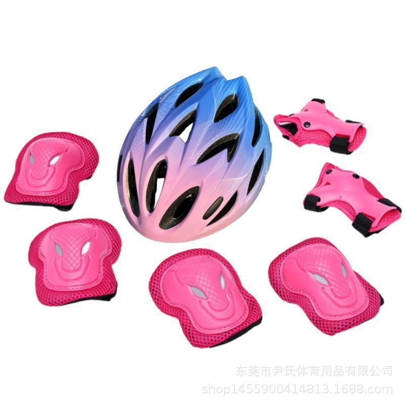 Kids Skateboarding Roller Skating Cycling Safety Gear Set Knee Elbow Wrist Pad Helmet Outdoor Sports