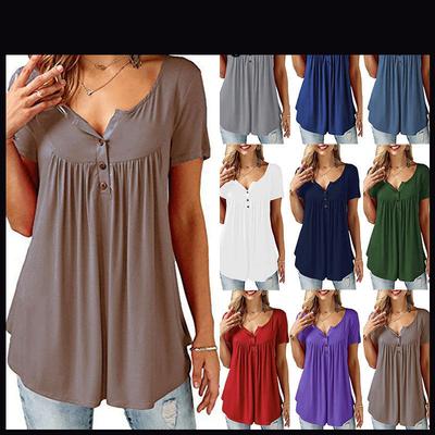Stylish Women's Summer Short Sleeve Blouse In Vibrant Colors Plus Size Casual Tunic