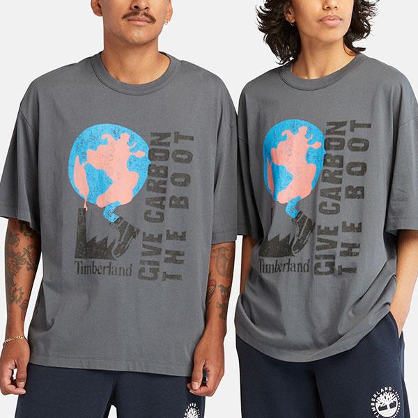 Timberland Letter Pattern Printed Casual Loose Comfortable Breathable Round Neck Short Sleeve Drop Shoulder T-Shirt Unisex T-Shirt Rock-Blue A6QAH-DH3