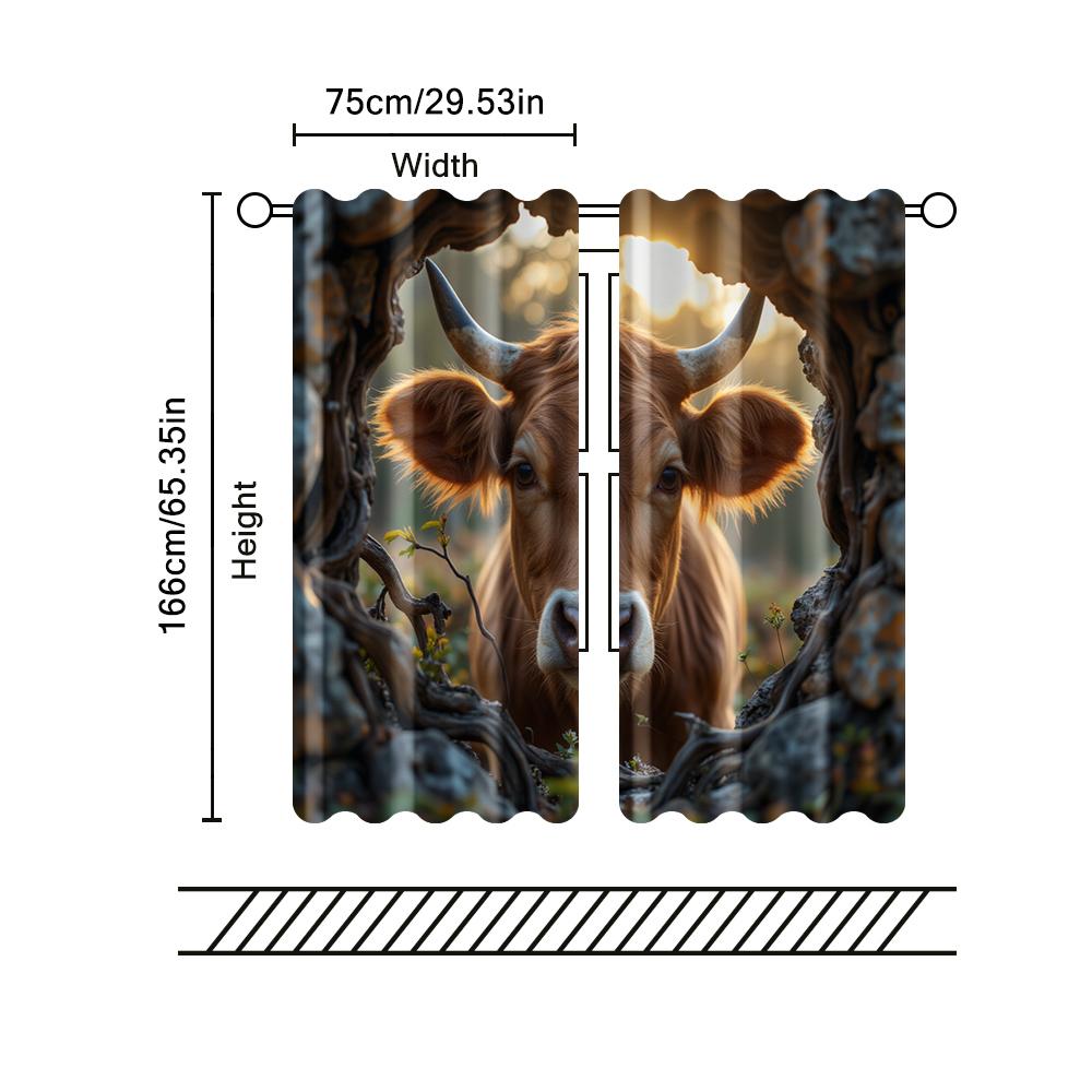 2 szt., zasłony filtrujące (z wyłączeniem prętów, nieruchome, bez baterii) Krowa do użytku w sypialniach i salonach