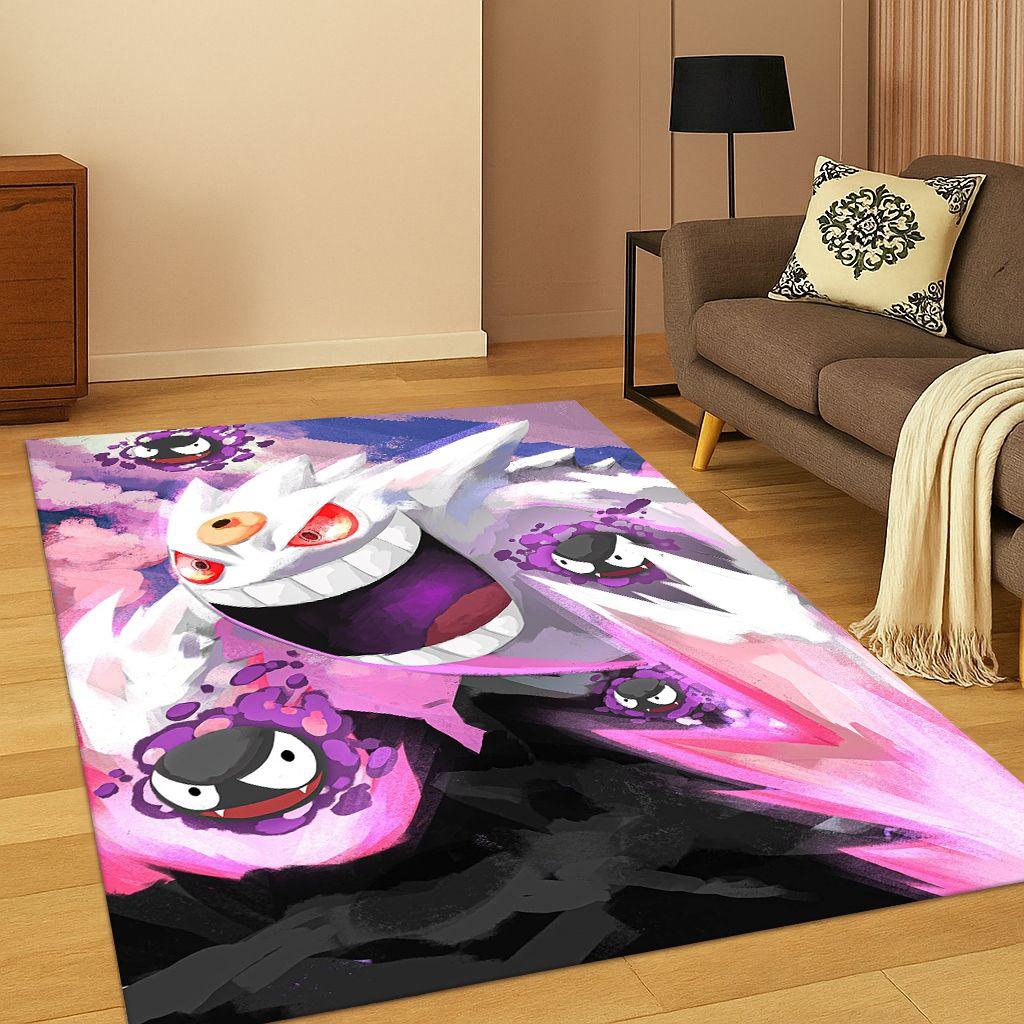 Pokemon Pikachu Gengar Cartoon Child Carpet Rug for Playroom Living Room Bedroom Doormat Decor,Kid Play Game Non-slip Mat Gift