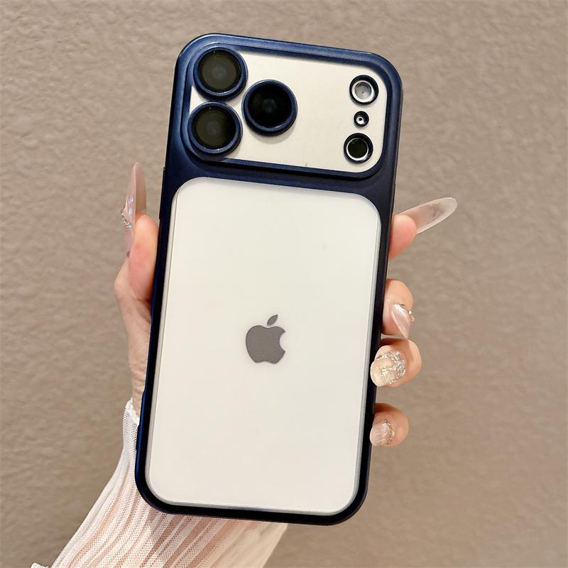 Luxury Translucent TPU Matte Plating Shockproof Soft Case For iPhone 17 Air 16 E 15 14 13 12 11 Pro Max Plus Lens Protect Cover