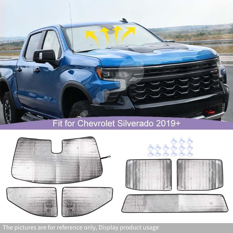 Car Windshield Sunshade Window Shade Foldable Sun Visor Cover Fit For Chevy Silverado/GMC-SIERRA 2019 Up Car Interior Accessories,6 Pcs