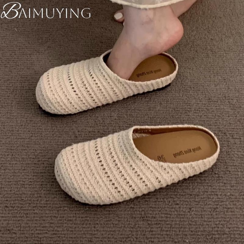 Fashion Weave Mesh Slippers Women Flat Sandals Platform Casual Mules Shoes Woman Loafers 2025 Trend Comfort Shallow Summer Beach Slides