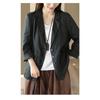 Women S Vintage Casual Blazer Jacket Turn Down Collar Cotton Linen