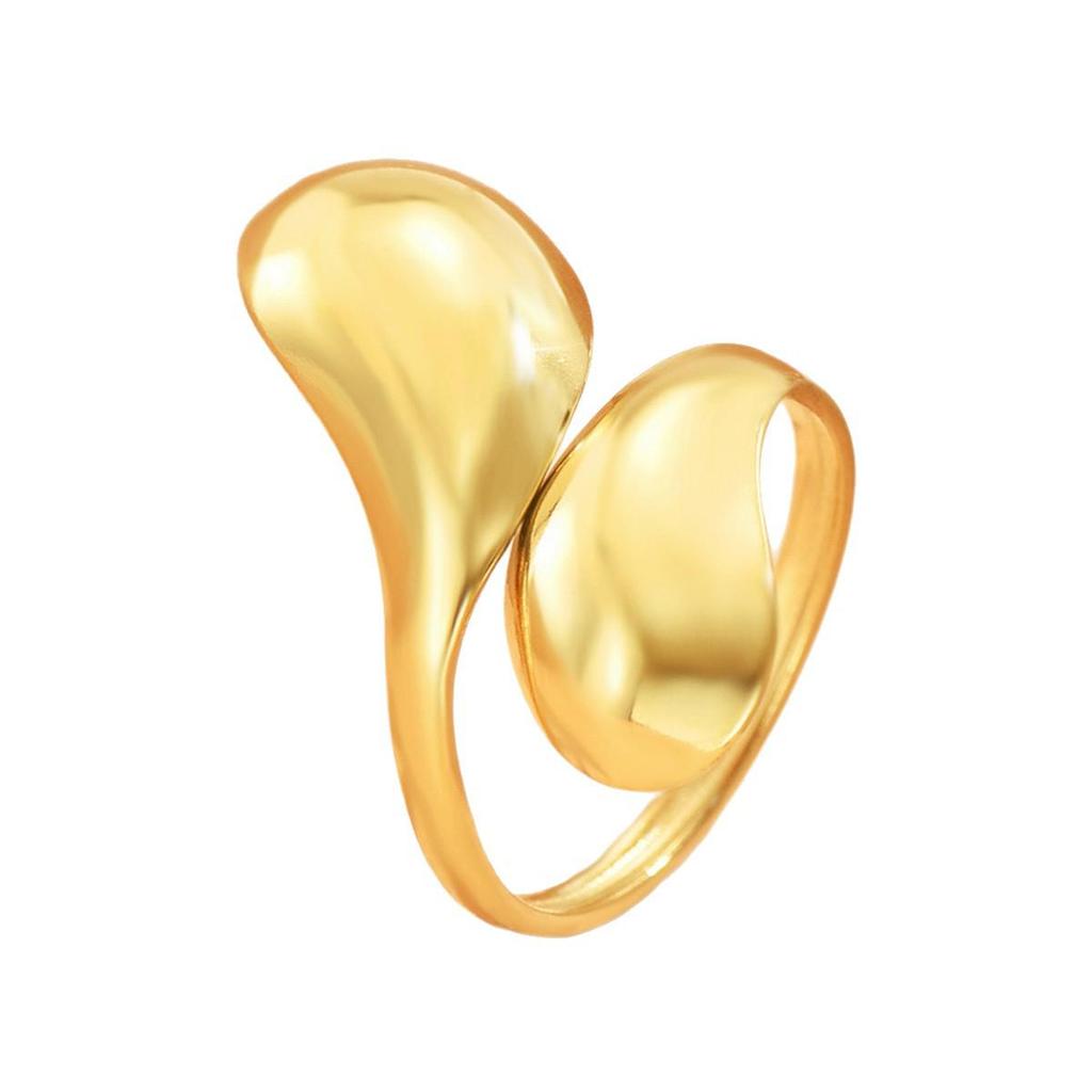 Geometric Criss-Cross Open Ring In 18K Gold Vacuum-Plated Stainless Steel