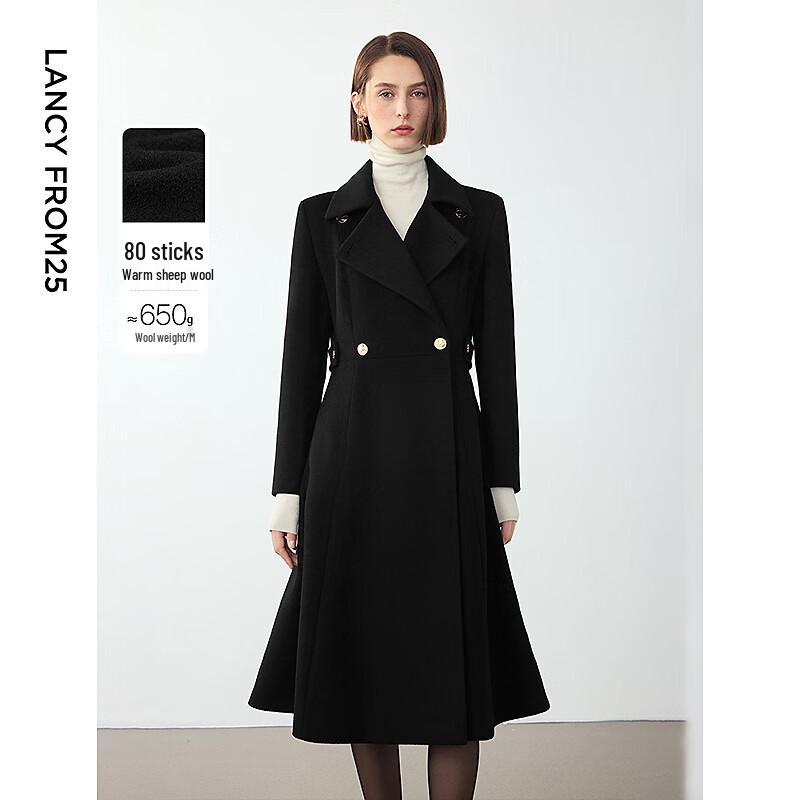 LANZHI Women's Wool Blend Trench Coat