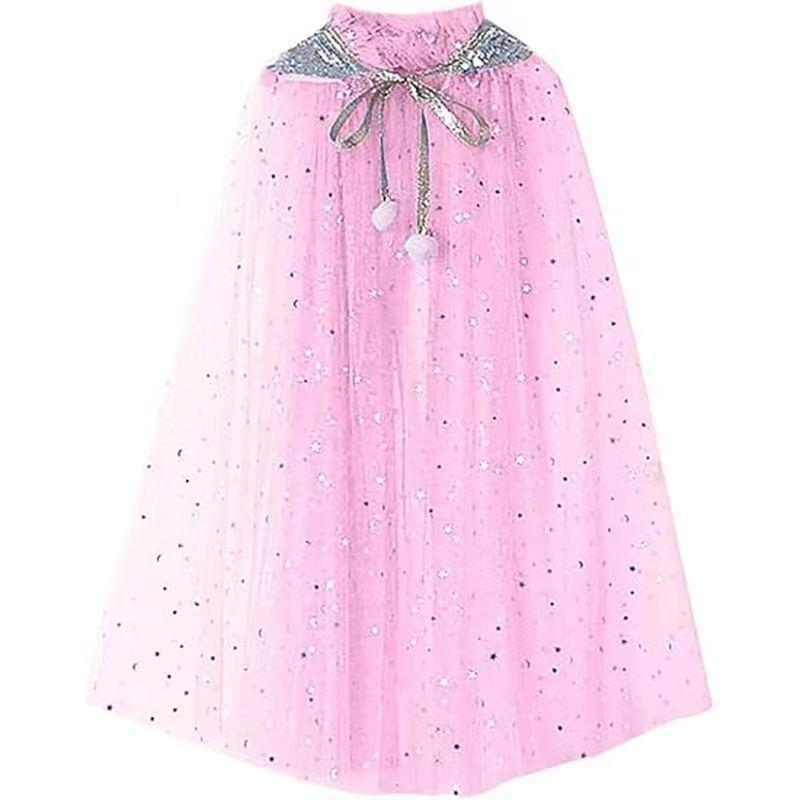 

New Year Ice Snow Princess Veil Cape for Girls One Size (110)