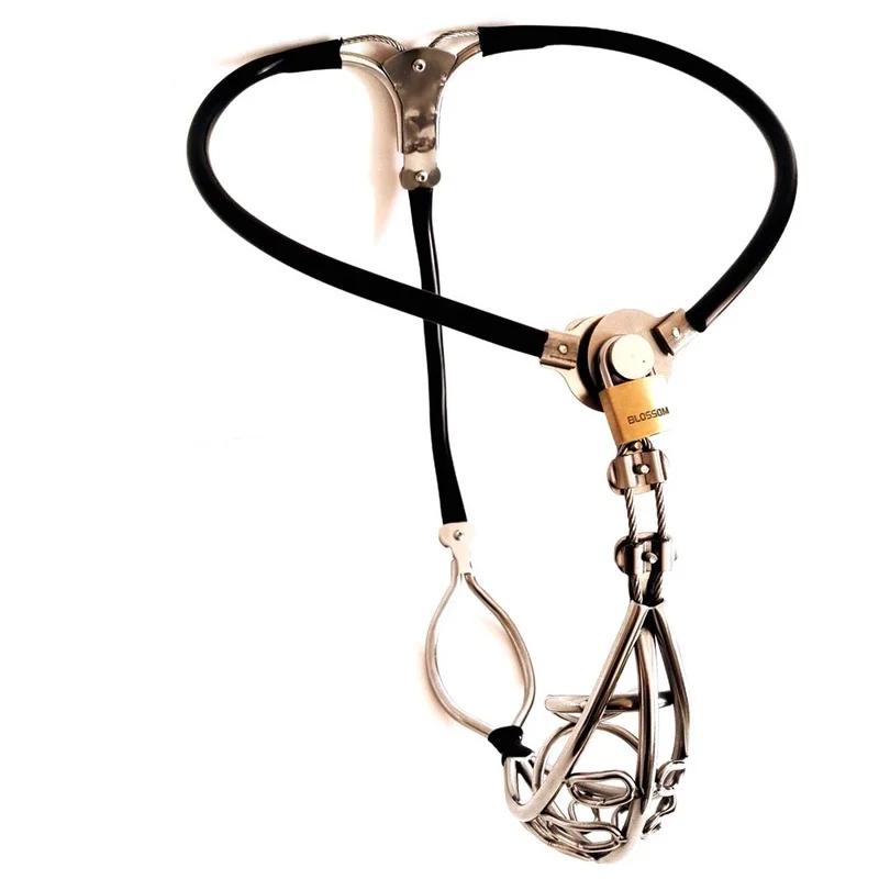 Keuschheitsgürtel aus Edelstahl für Herren, tragbare Hose mit atmungsaktivem, verschließbarem Peniskäfiggurt am Penis, Bondage-Sexspielzeug für Männer