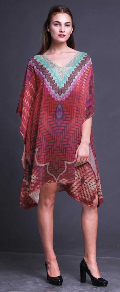 Phagun Ladies Plus Size Kaftan Summer Wear Beach Coverup Kimono Kaftan-4X-5X