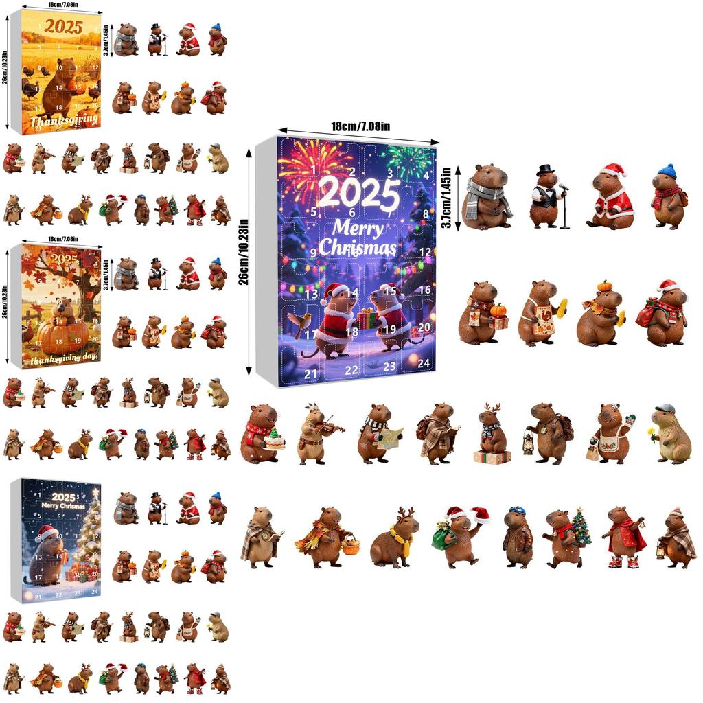 Christmas Marmot Flat Pendant Advent Calendar With Acrylic Parts For Holiday Home Decor