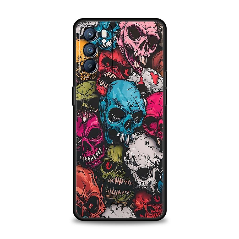 Skeleton Skull Phone Case For Oppo Reno 13 12 11 10 7 F Find X5 X6 A98 A80 A79 A78 A57 A54 A31 A17 Pro 5G Soft TPU Cover Fundas