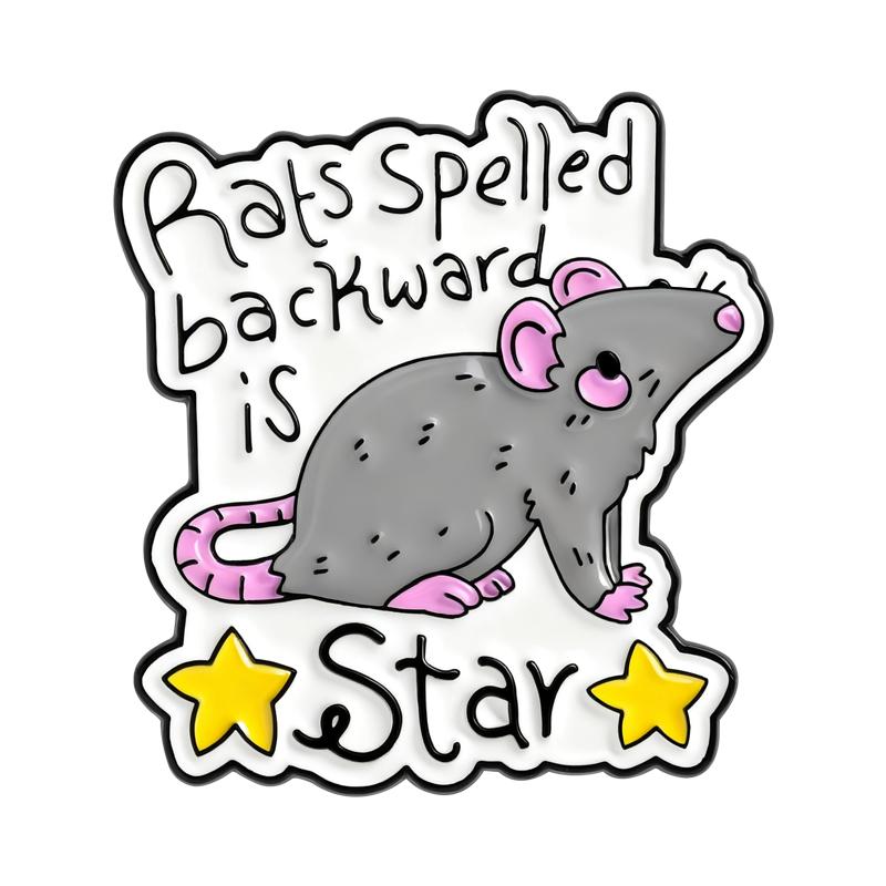 

Rat Stars Enamel Pins Cartoon Cute Mouse Brooches Lapel Badges Funny Creative Animal Quotes Jewelry Gift for Friends