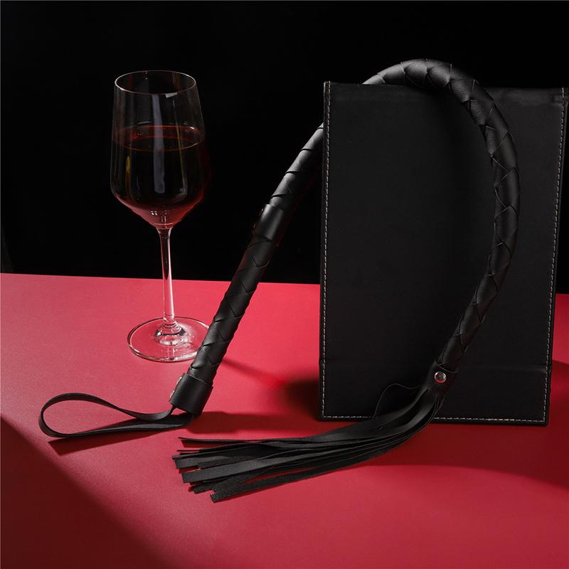 High Quality Pu Leather Pimp Whip Racing Riding Crop Party Flogger Hand Cuffs Queen Black Horse Riding Whip
