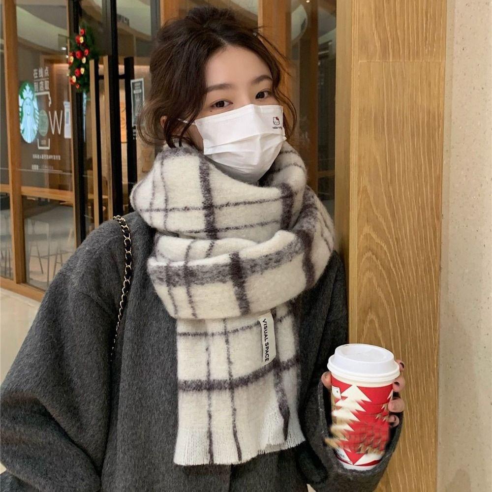 Winter Plaid Scarf Warm Long Pashmina Fashion Cashmere Scarves  Women