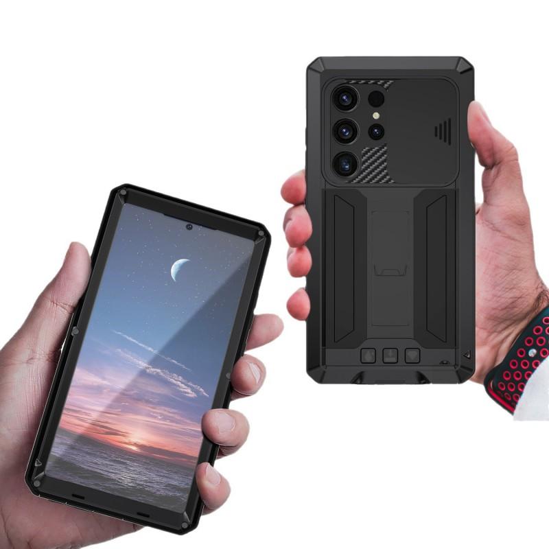 Metal Bumper Case With Shockproof Air Cushion Hidden Kickstand Galaxy S25 Ultra S24 S23 S22