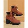 Women Lace Up Chunky Block Heel Ankle Boots Fashion Thick Sole Platform Short Martin Boots
