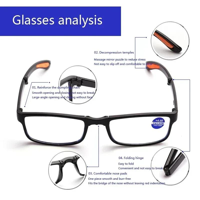 Folding Reading Glasses Men TR90 Anti-blue Light Foldable Computer Eyewear Portable Farsighted Eyewear with Case +1.0 To +4.0