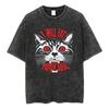 Animal Printed T Shirt Men Retro Washed 100% Cotton Tops Tees Harajuku Tshirt Streetwear Male Acid T-shirts Unisex
