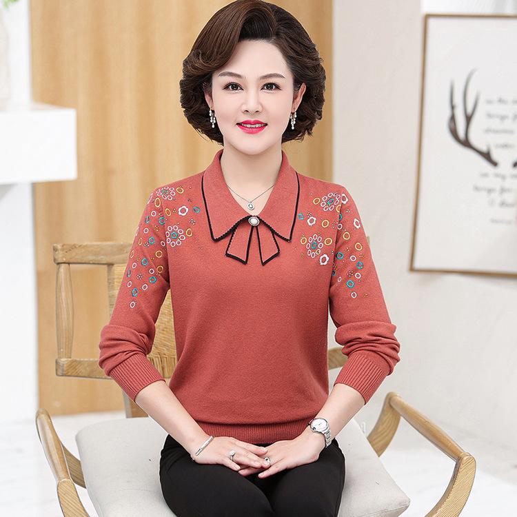 

Одежда для мамы среднего и пожилого возраста, весенний базовый топ, одежда для пожилой бабушки, женская одежда, сезон весна-осень 3XL оранжевый