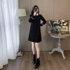 Black High-End Exquisite Women's Autumn Winter Slimming Mid-Length Hoodie Dress - Stylish, Beautiful, and Casual