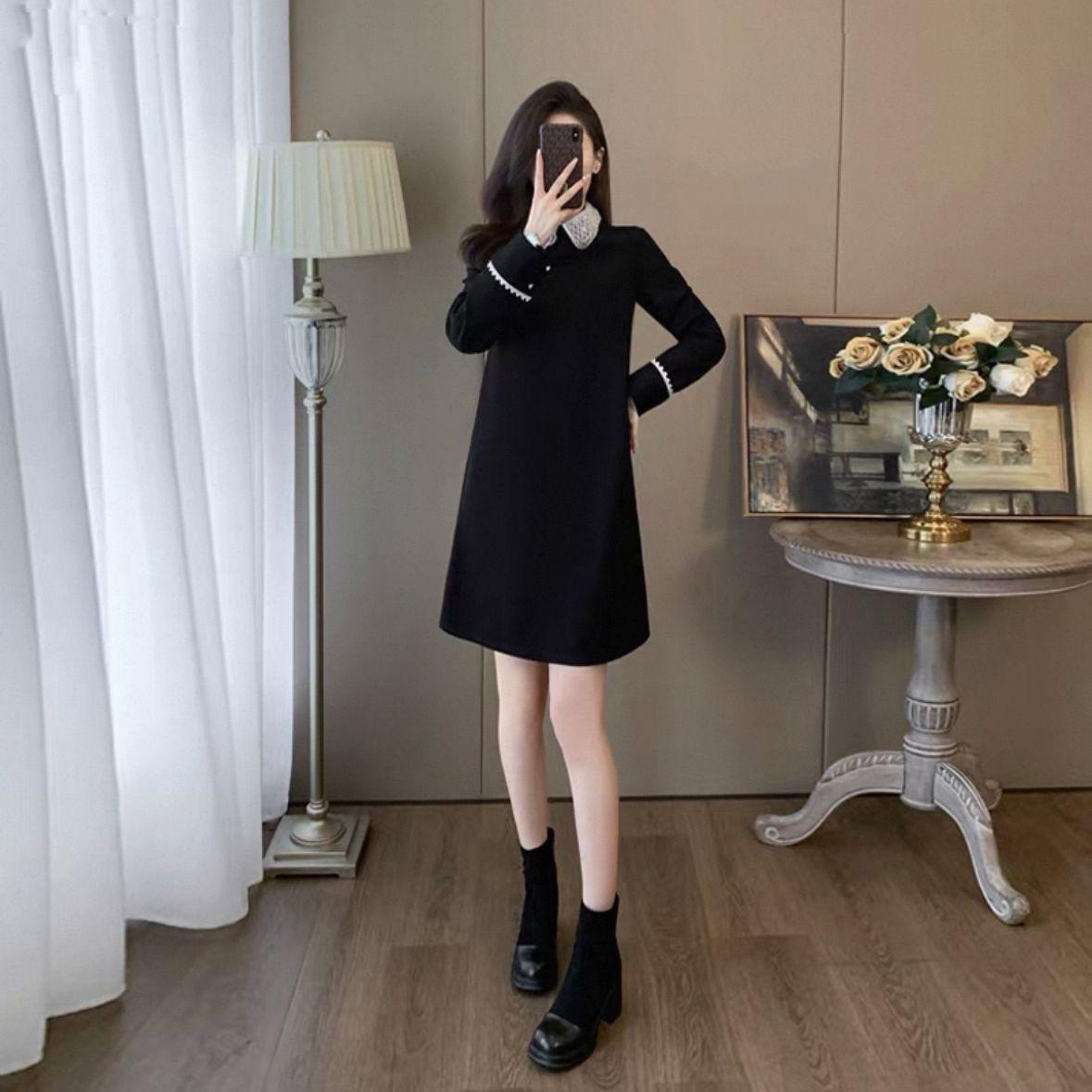 

Black High-End Exquisite Women s Autumn Winter Slimming Mid-Length Hoodie Dress - Stylish, Beautiful, and Casual XXL